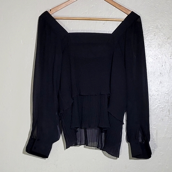 Zara Black Bow Tie Jeweled Blouse - Picture 2 of 4